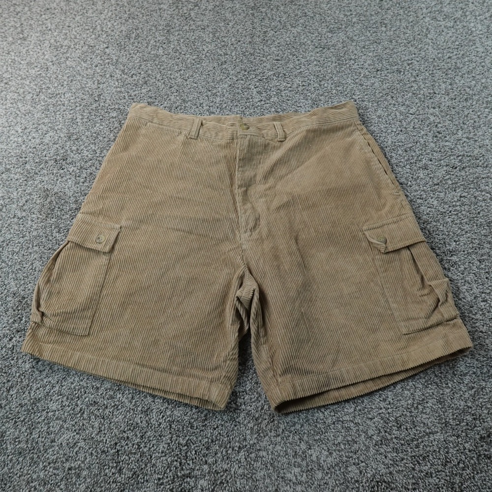 VTG US Polo Assn Shorts Mens 36 Beige Brown Corduroy Cargo Utility 90s Y2K USPA